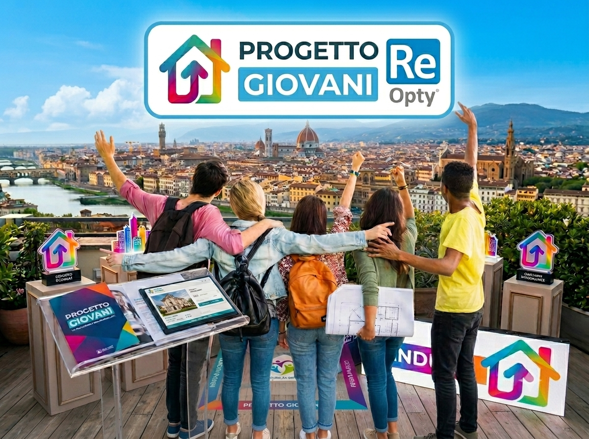 Giovani del Progetto ReOpty davanti allo skyline